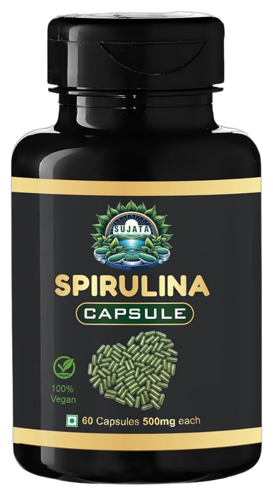 Sujata Pure Spirulina Capsules Seamless Bottle Cutout
